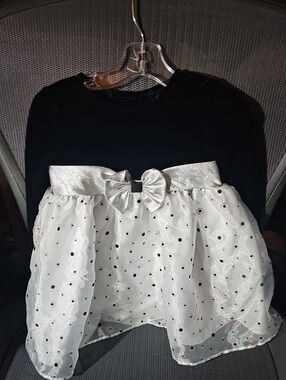 Black & White Polka Dot Bow Baby Dress